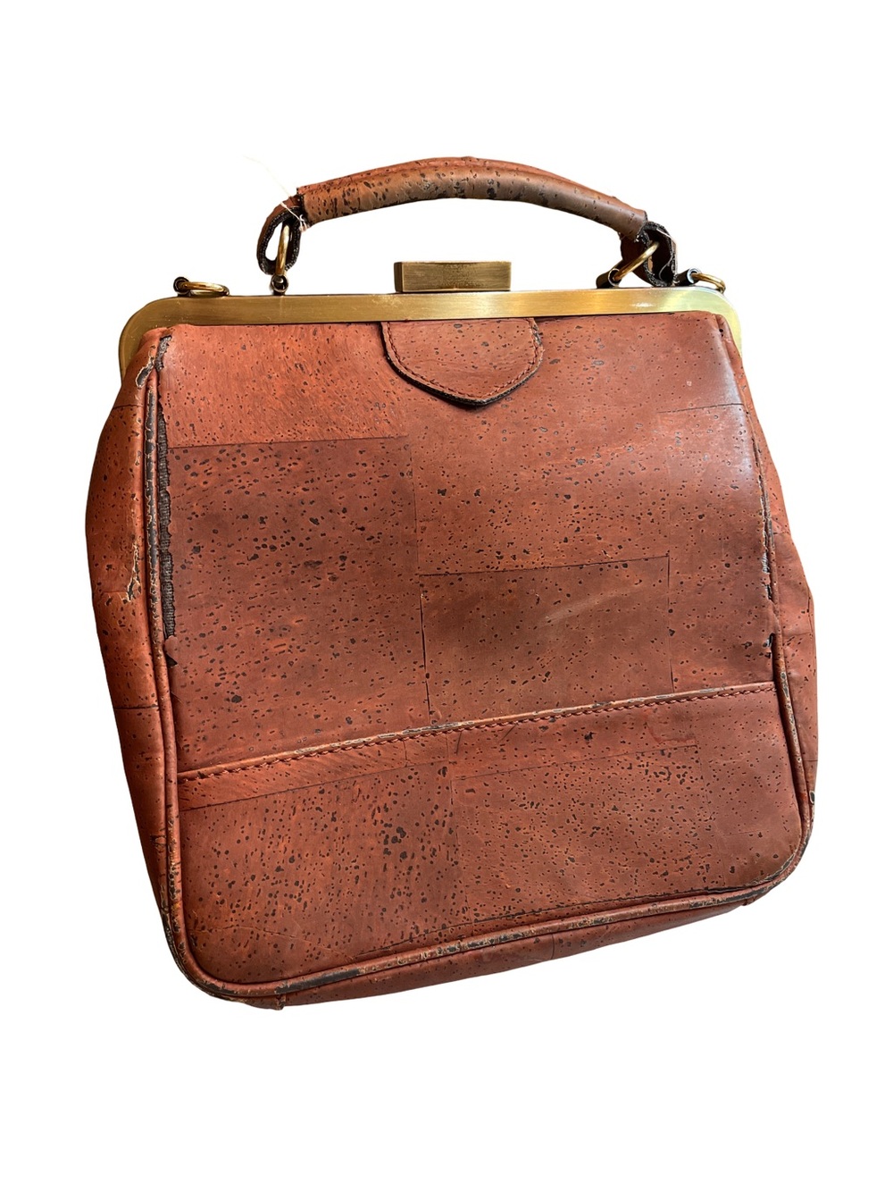 LaFlore Paris Bobo Convertible Cork Backpack Crossbody Bag Brown Worn/Vintage